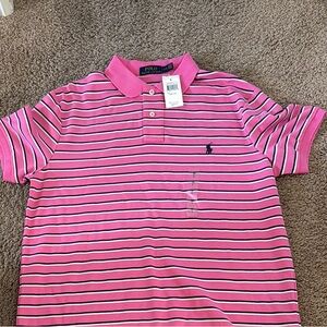 Polo by Ralph Lauren Men’s Pink and Navy Striped Polo